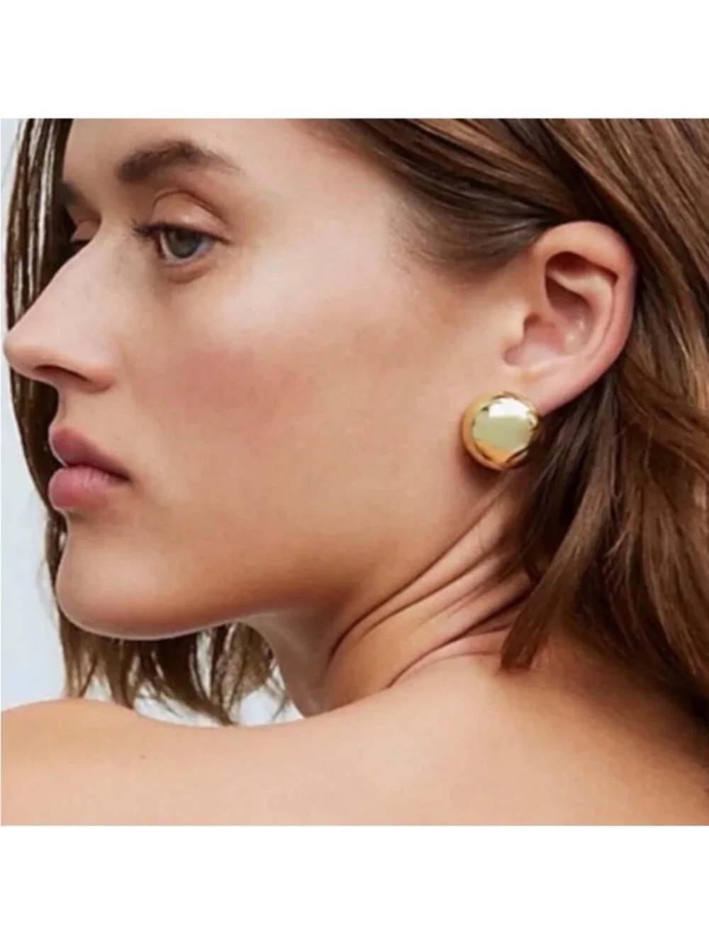 New! Gold Button Earrings (1067) NWOT